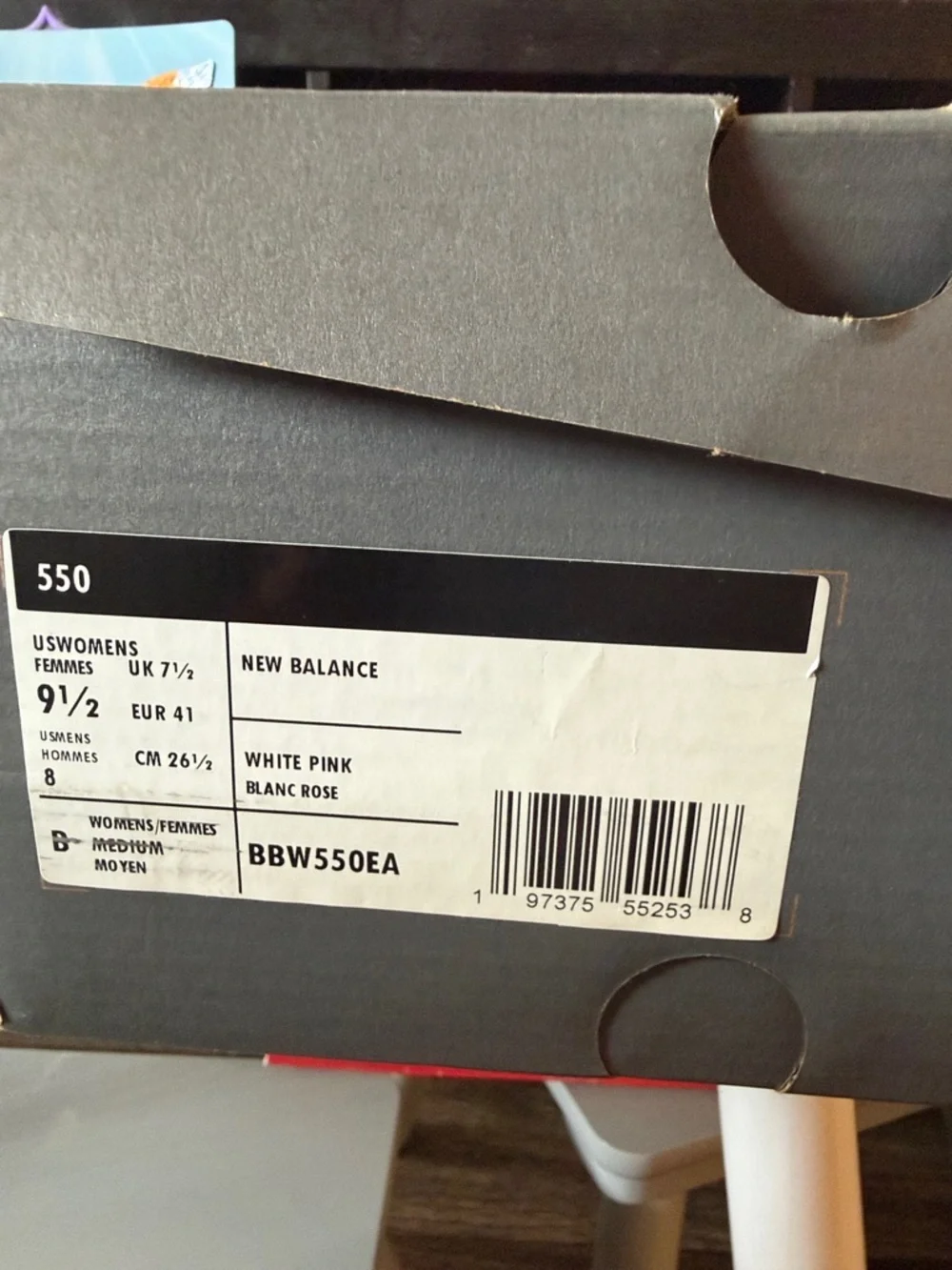 New Balance Women's White Pink and Orange 550 Sneakers - Picture 3 of 3